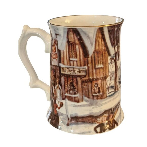 Carling OKeefe Vintage Tankard Beer Stein Mug Fine Bone China Skating Scene - Picture 2 of 6
